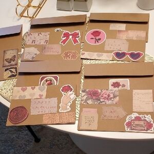Handcrafted Vintage Inspired Brown Greeting Cards And Envelopes Set